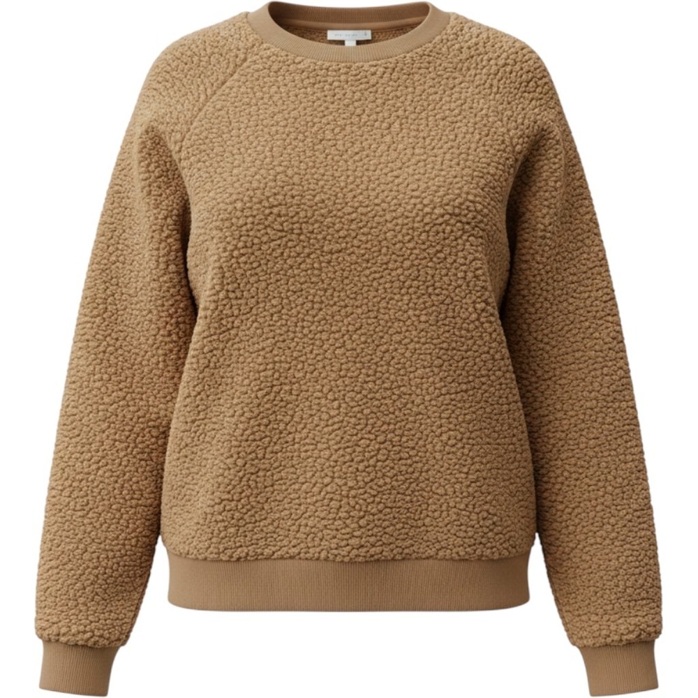 Banana Republic Womens Sherpa Sweatshirt Tan Brown Pullover Raglan Sleeve Small